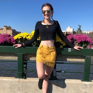 Urban Outfitters BDG yellow denim mini skirt With Pockets S